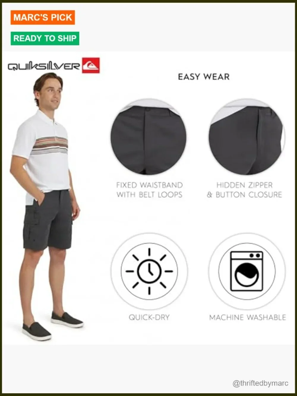 Regular Fit Hybrid Cargo Shorts with 7 Pockets, 9-Inch Inseam, Water-Friendly